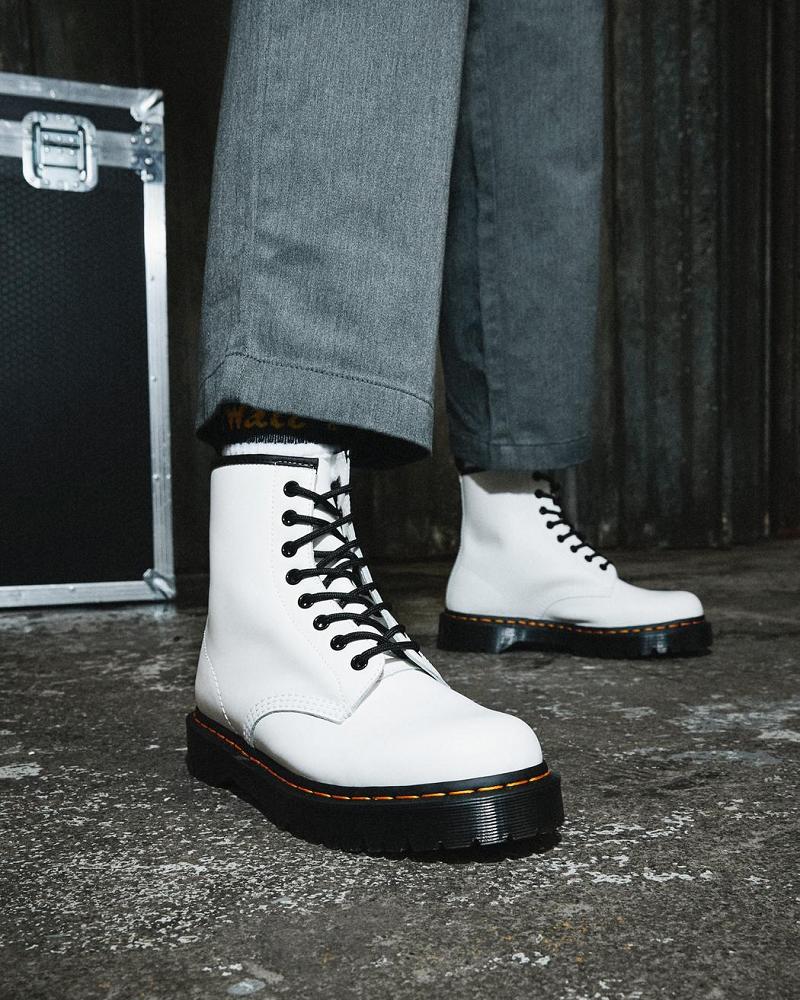 Men's Dr Martens 1460 Bex Smooth Leather Platform Boots White | AU 551ILH